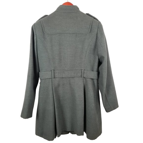 American Rag Long Charcoal Military Style Belted Flared Overcoat - Women… - Picture 10 of 11